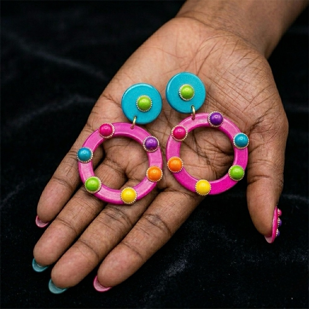 Vibrant Vintage 80’s Clip On Earrings
